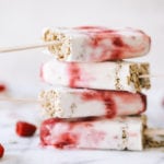 Raspberry Cheesecake Popsicles with Granola Crust (Vegan and Gluten-free)