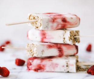 Raspberry Cheesecake Popsicles with Granola Crust (Vegan and Gluten-free)