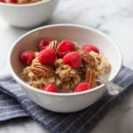 maple chia oatmeal with raspberries