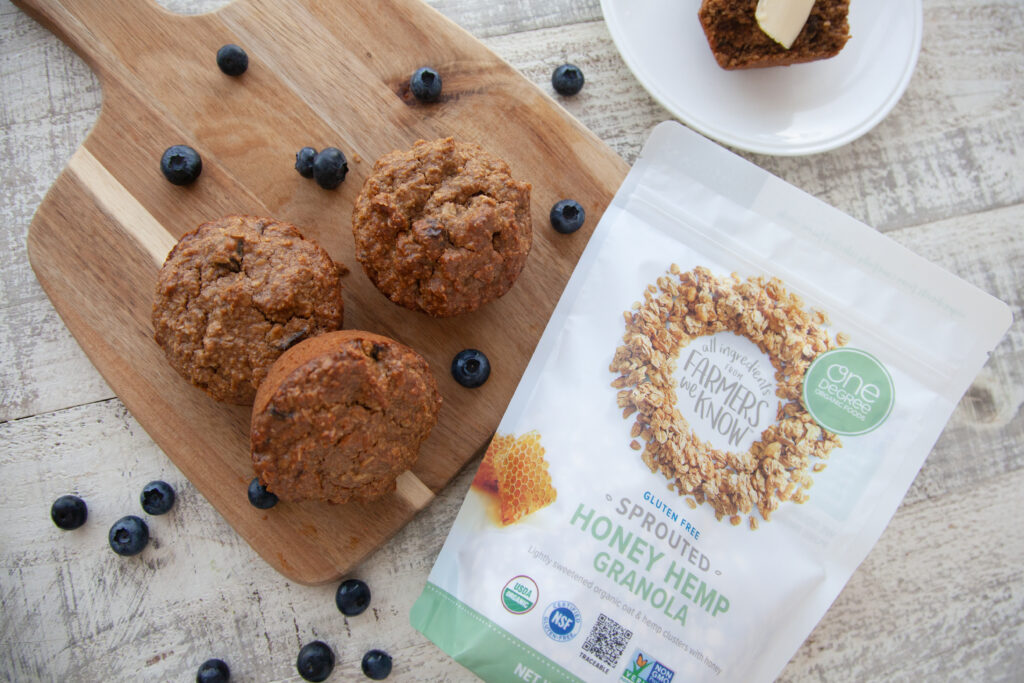 Healthy Vegan Whole Grain Breakfast Muffins made with Sprouted Rolled Oats & Granola