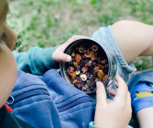 Kathy’s Healthy Nut-free Trail Mix with Granola Served