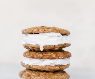 Sprouted oat cookie ice cream sandwiches