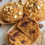 Vegan Chocolate Chip Zucchini Muffins - Close up